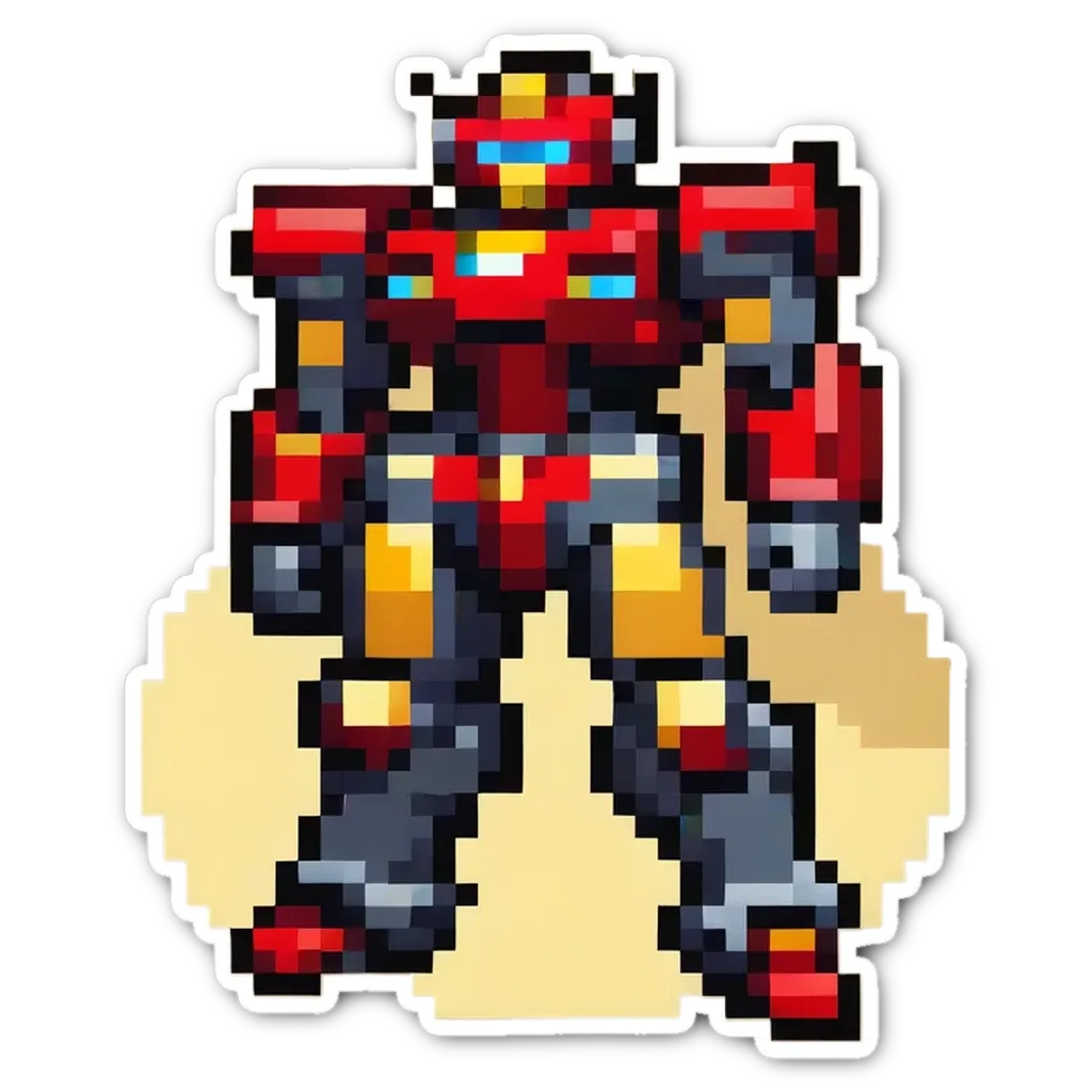 A red and black pixelated image of a character.