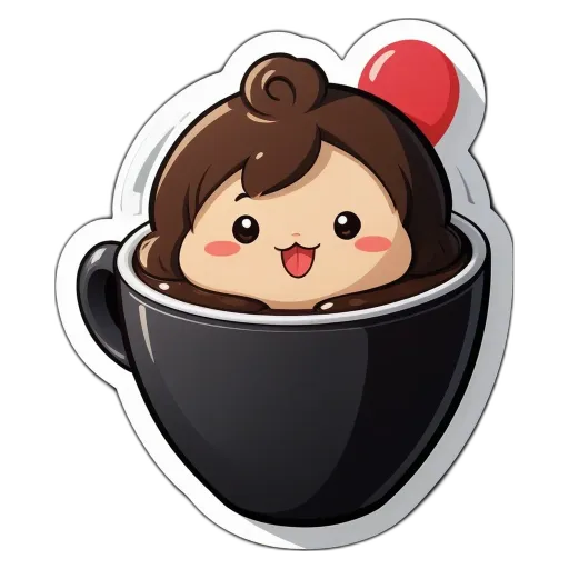 A coffee cup sticker that has a girl in it.