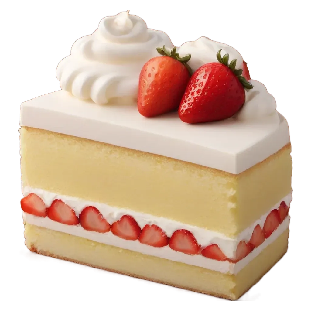 A slice of cake with strawberries on top.