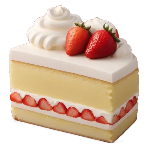 A slice of cake with strawberries on top.