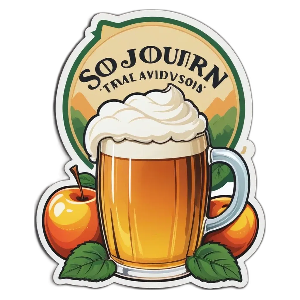 Sojourn is a logo for a beer mug with an apple and leaf.