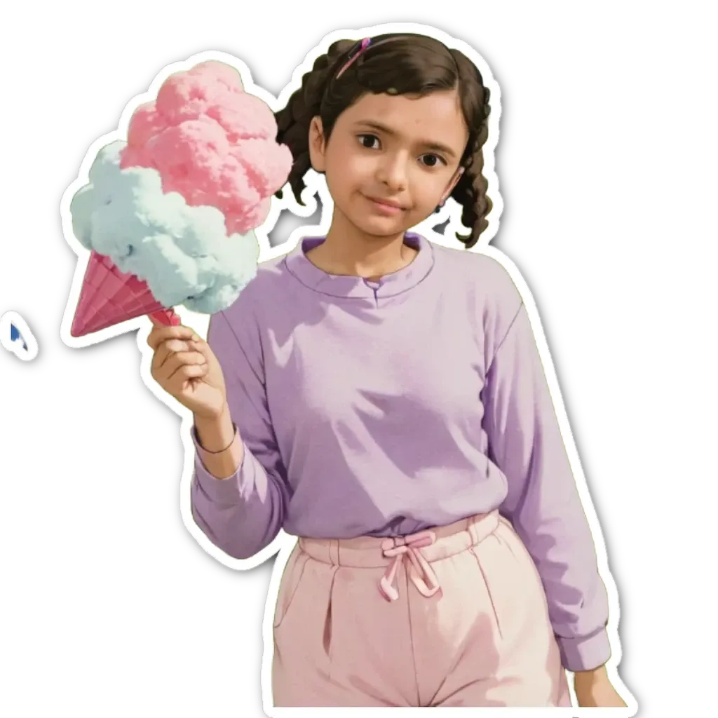 A young girl holding a giant ice cream cone.