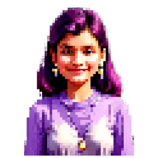 A very detailed and colorful girl is smiling at the camera.