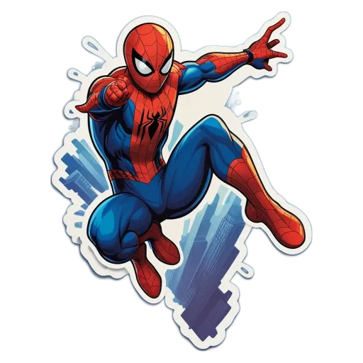 A cartoon picture of spiderman jumping in the air.