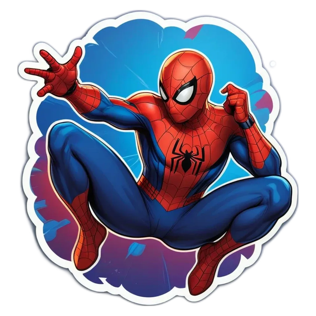 A cartoon image of spiderman doing the splits on a black background.