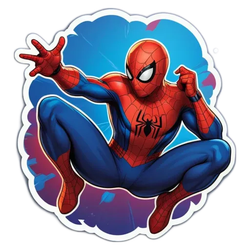 A cartoon image of spiderman doing the splits on a black background.