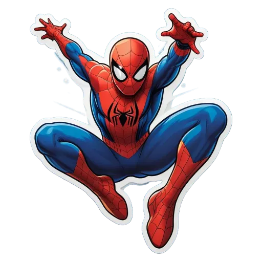 A cartoon image of spiderman jumping in the air.