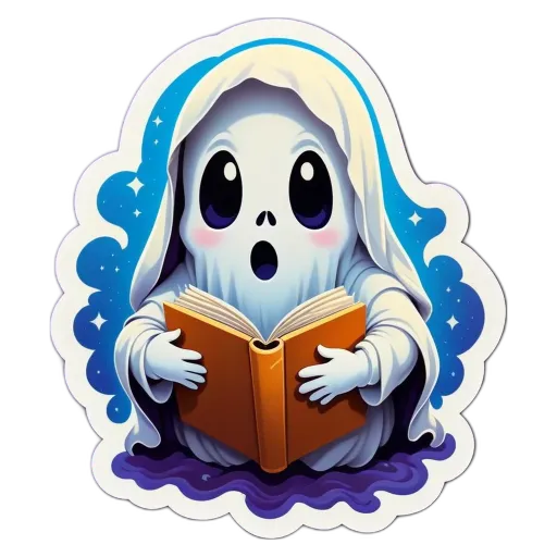 A ghost that is reading a book.