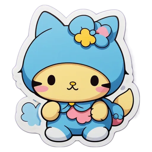 A cat wearing a blue dress with a bow on its head.