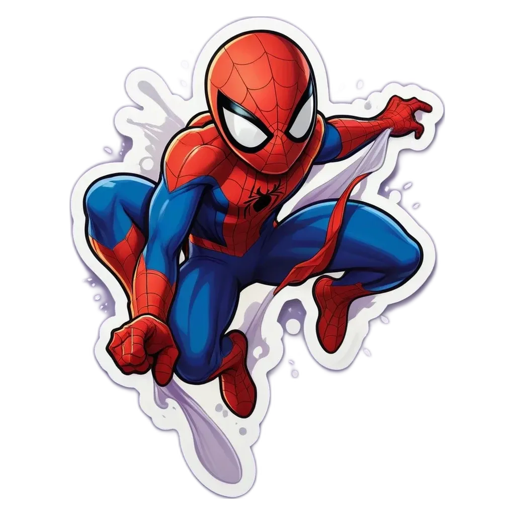 A cartoon image of spiderman doing the splits on a black background.