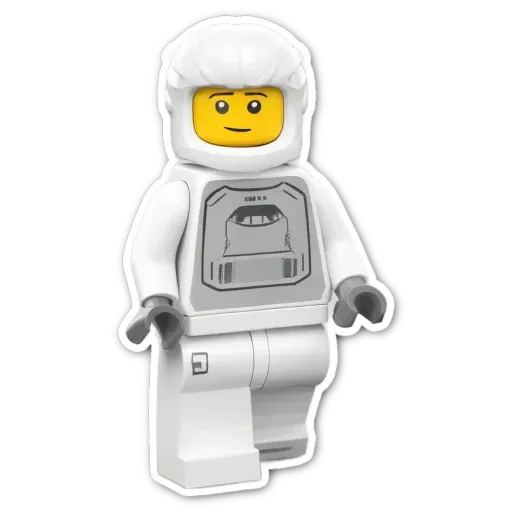 A white lego person who is wearing a helmet.