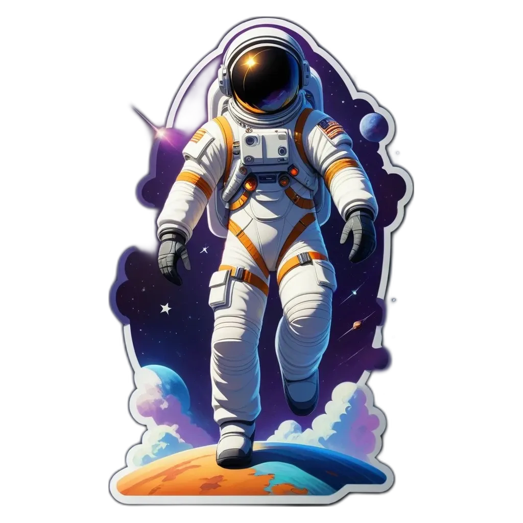 A space man is walking on the moon.