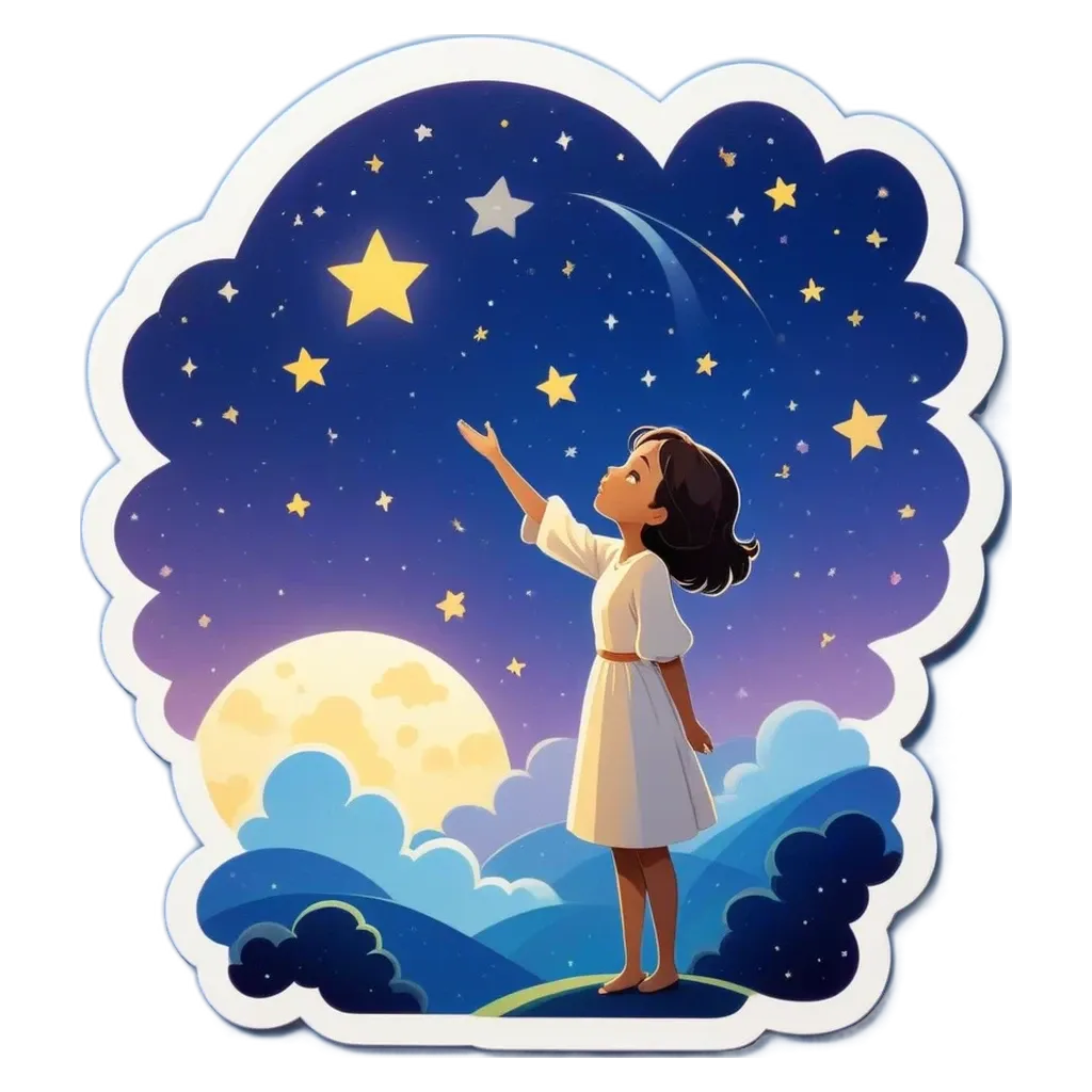 A girl reaching for a star.