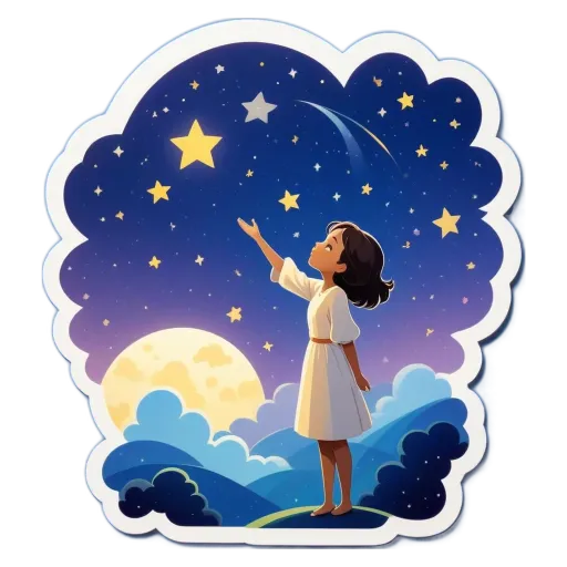 A girl reaching for a star.