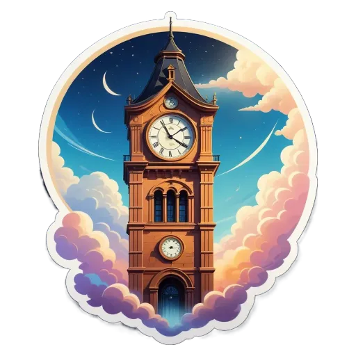 A clock tower with clouds in the sky and the tower is blue.