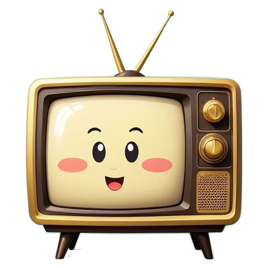 A old fashioned TV is shown with a face on it.