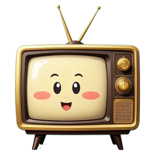 A old fashioned TV is shown with a face on it.