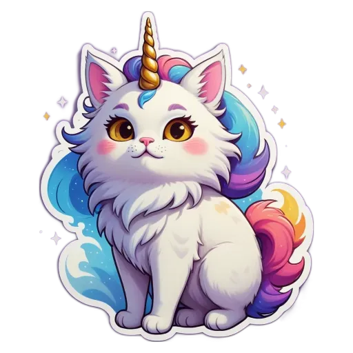 A unicorn cat with a smile on its face.