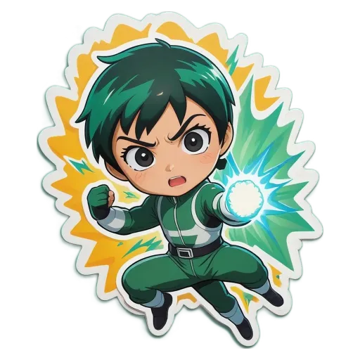 A green character holding a white circle that is part of a power pose.