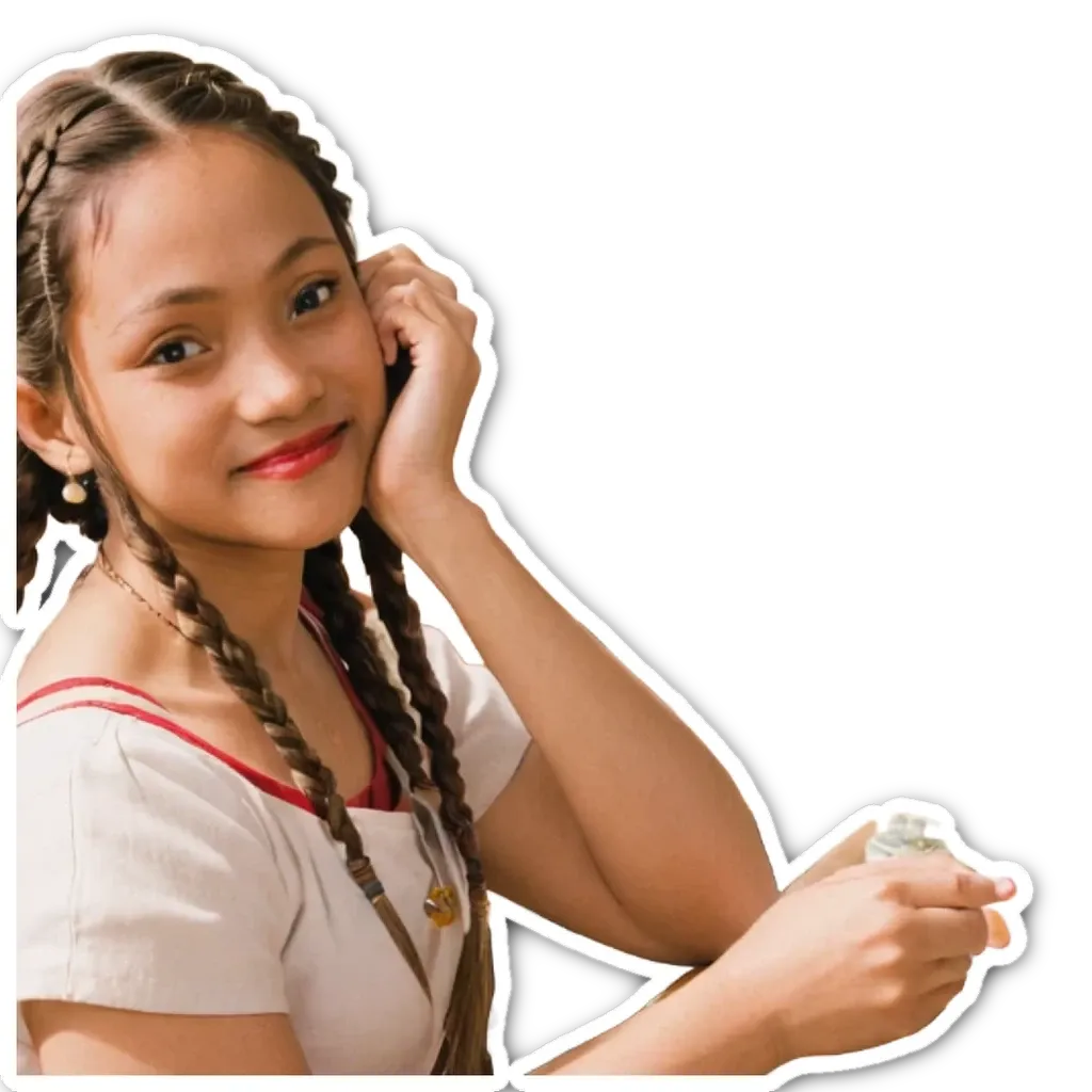 A young girl with braids listening to music.