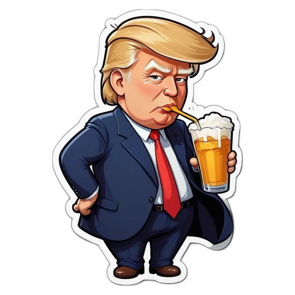 ADonald sticker that has a glass of beer in his hand.