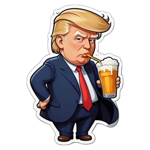 ADonald sticker that has a glass of beer in his hand.