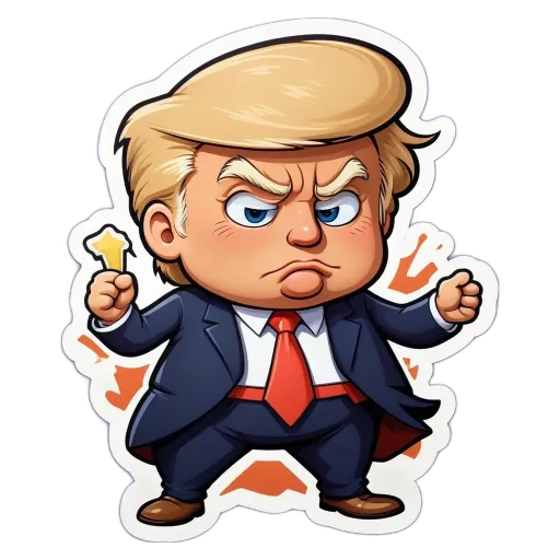 ADonald Trump sticker is holding a Star of david in his hand.