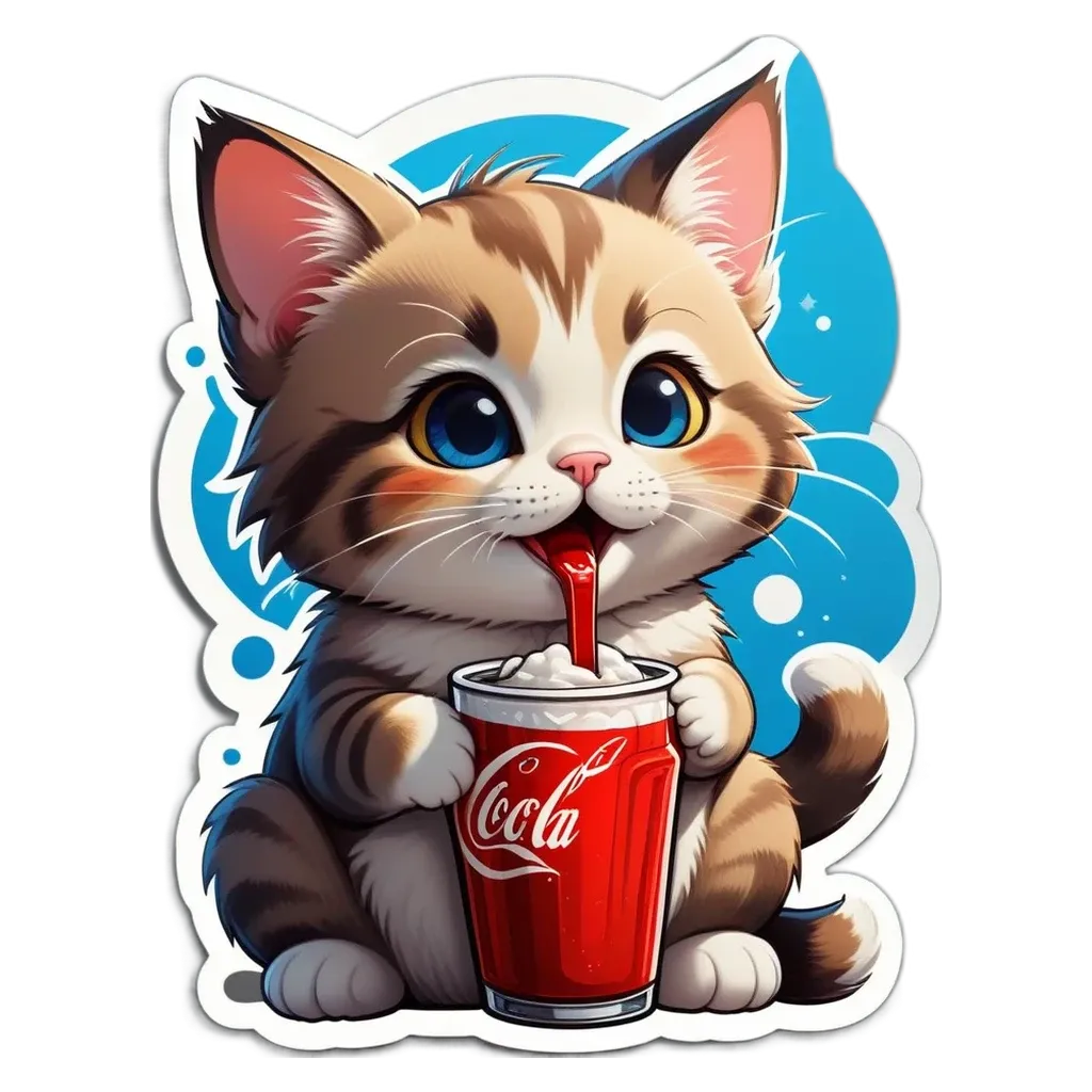 A cat drinking out of a cup of coke.