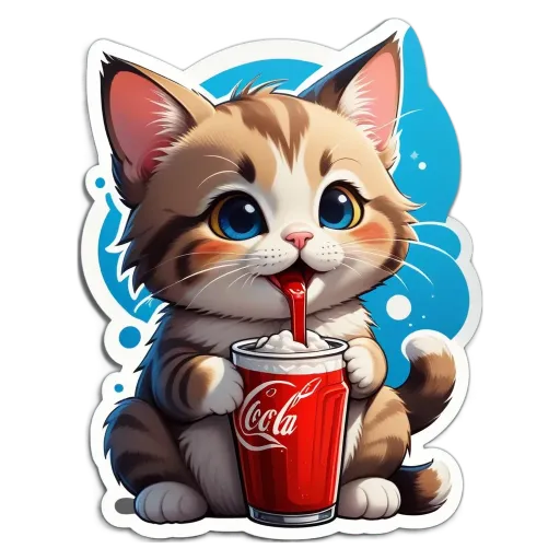 A cat drinking out of a cup of coke.