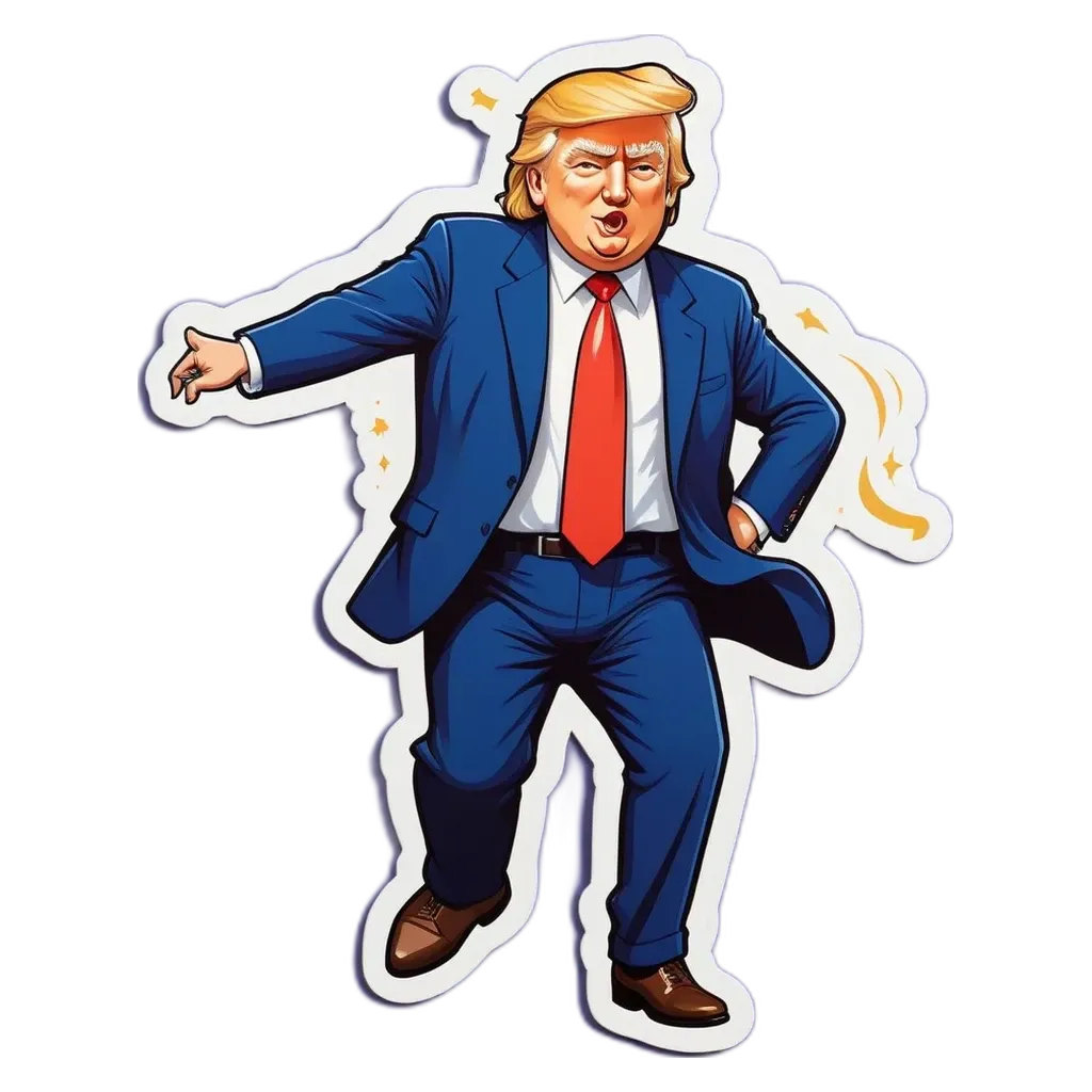 ADonald Trump sticker is on a black background.