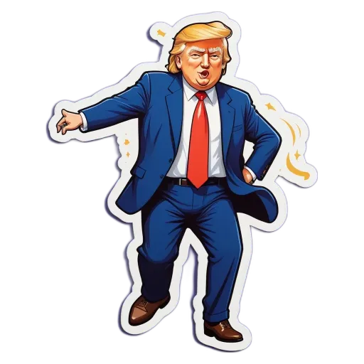 ADonald Trump sticker is on a black background.