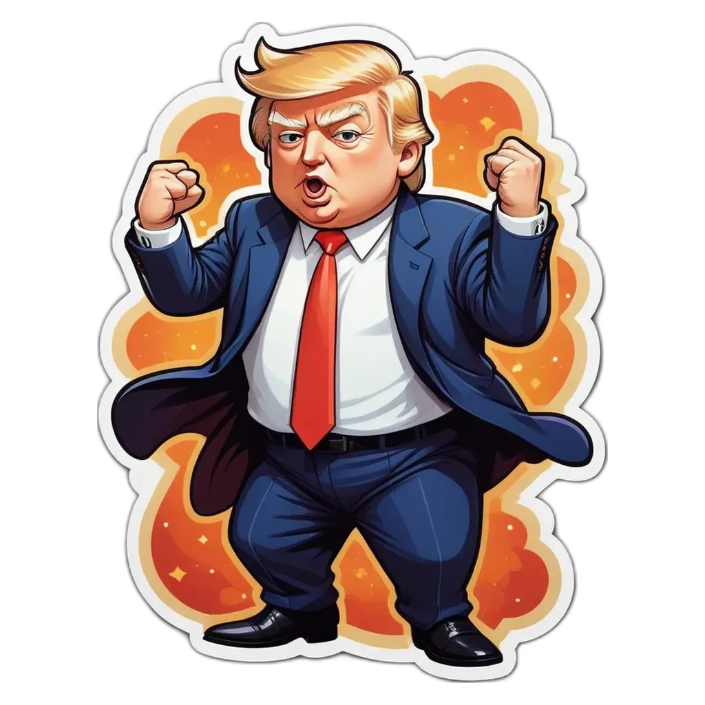 ADonald Trump sticker with a black background.