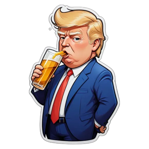 A very brief description of the image is that it is of Donald Trump drinking from a glass.