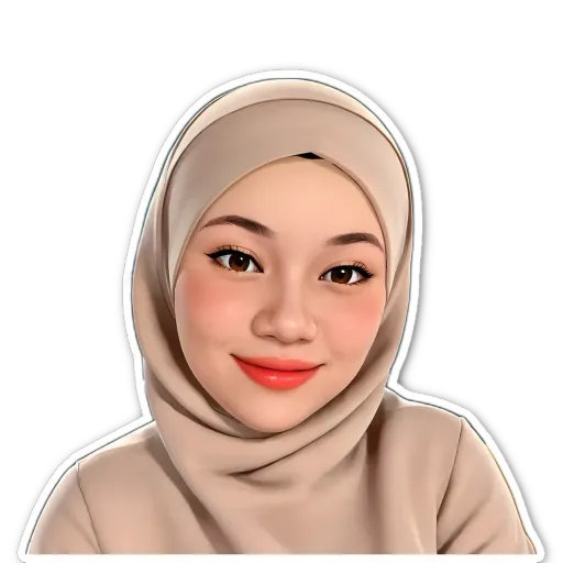 A sticker of a woman wearing a head scarf and lipstick.