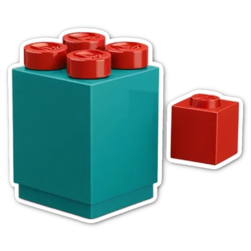 The box is blue and the brick is red.