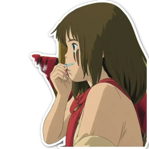 A girl crying with a red scarf.