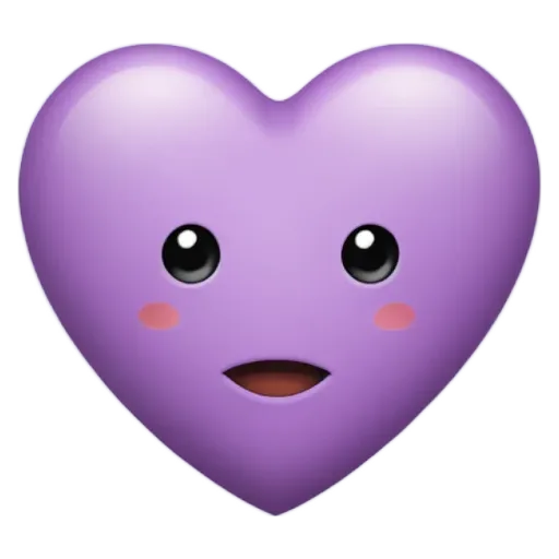 A purple heart shape face on a black background.