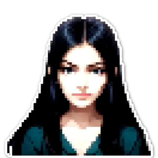 A woman with dark hair in an image that is colored.