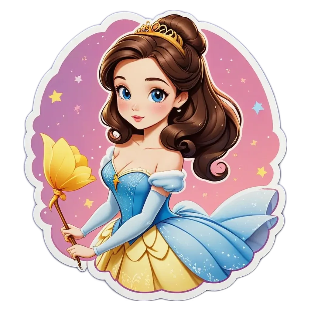 A cartoon drawing of a girl named Belle.