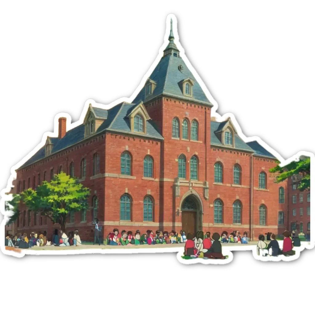 A group of kids sitting in front of a building.