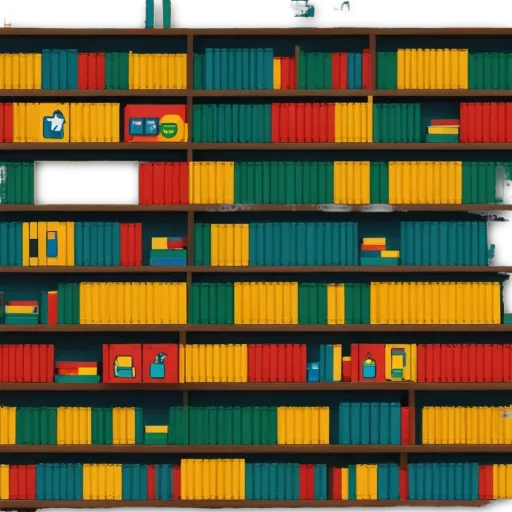 Colorful book shelf with books in it.