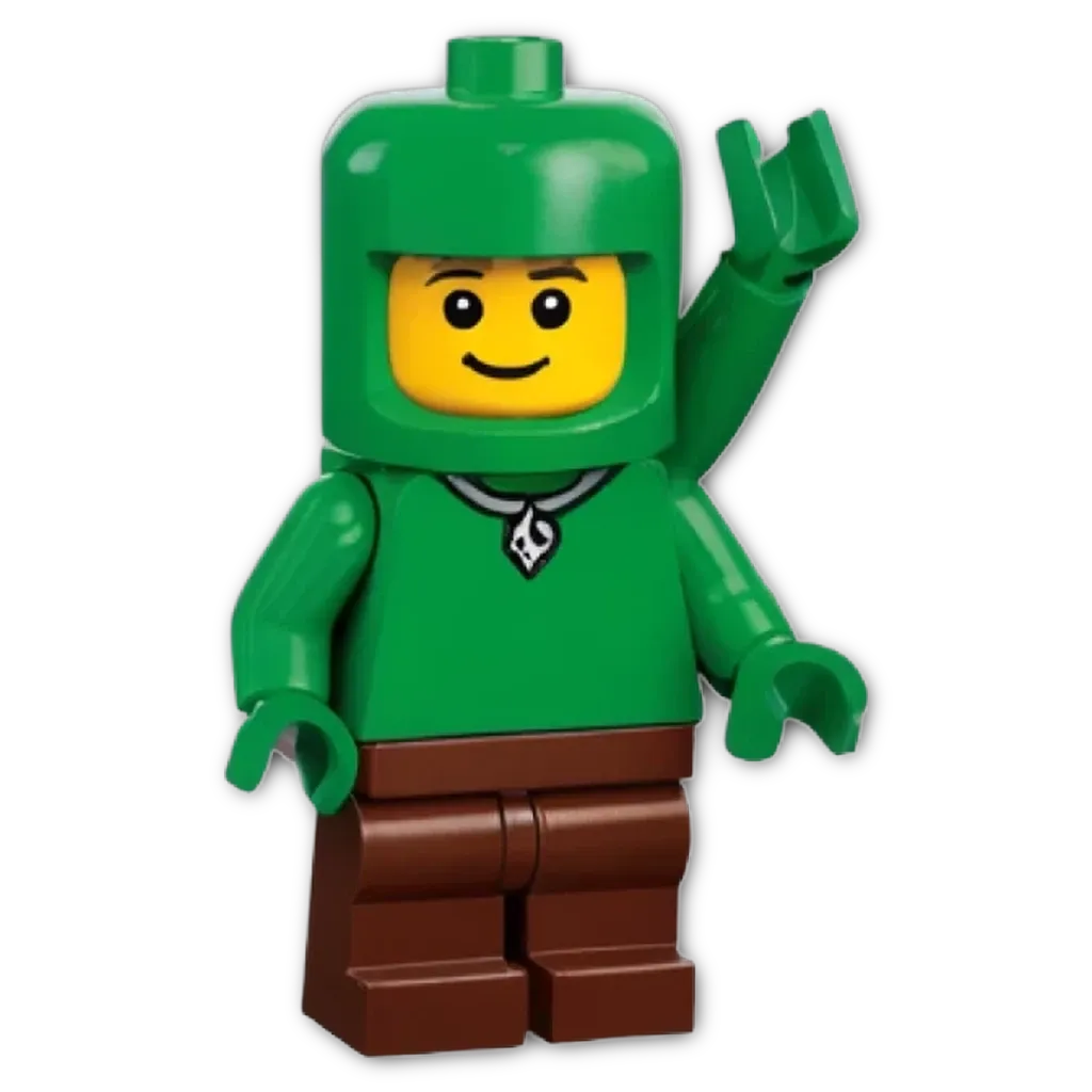 A green lego figure that is not real.