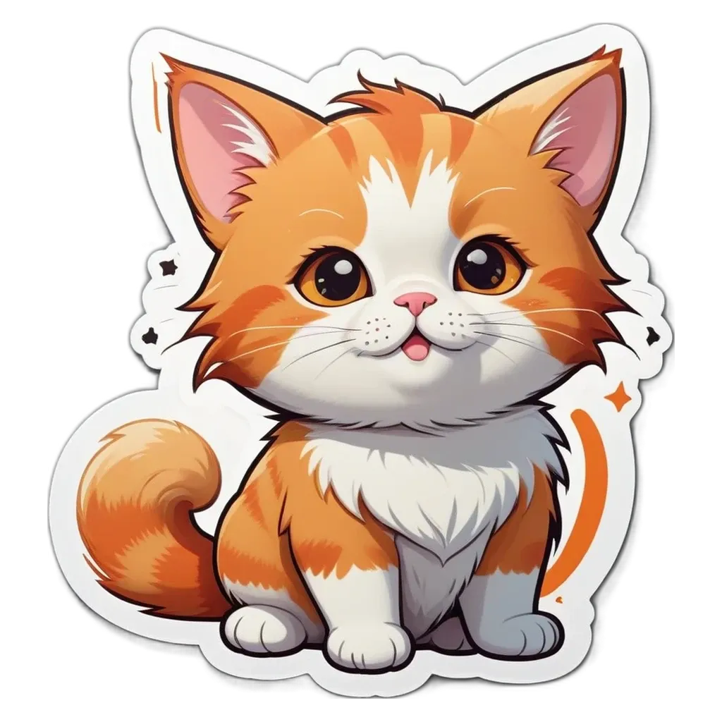 A cartoon cat with orange and white fur.