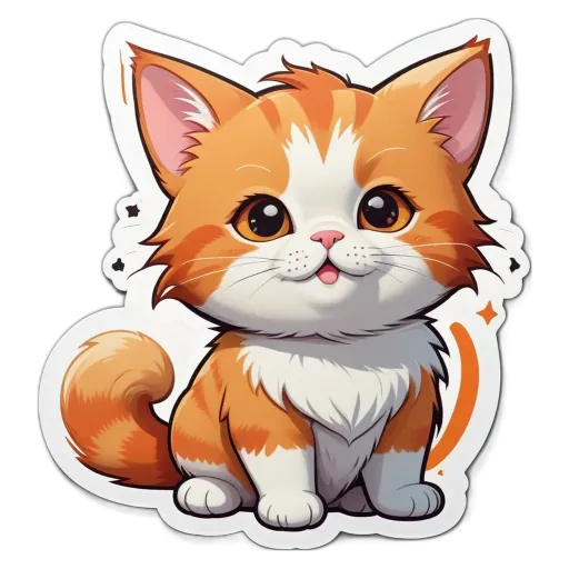 A cartoon cat with orange and white fur.