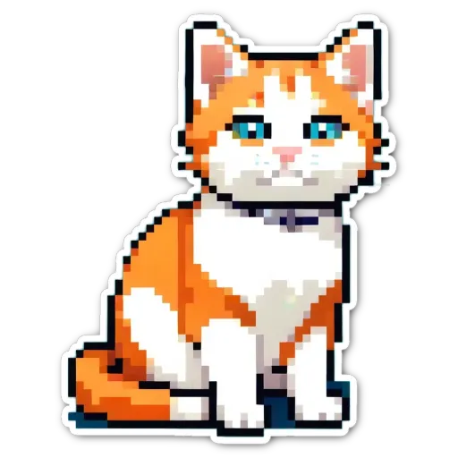 An orange and white cat is sitting on a black background.