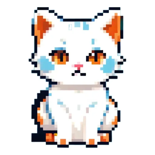 A cat sticker in pixel art.