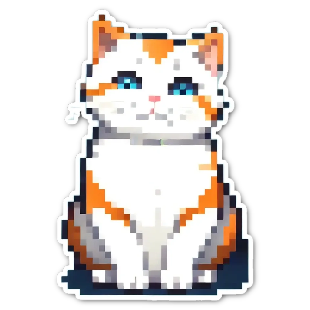 An orange and white cat is looking at the camera.