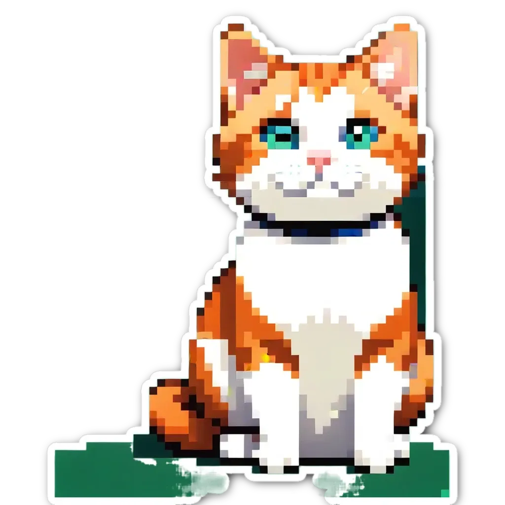 An orange and white cat is sitting on a green step.