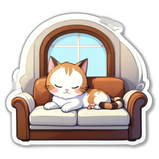 A cat sleeping on a couch with a picture of the cat.