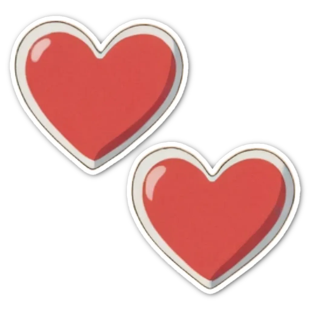 Two heart shaped stickers on a black background.